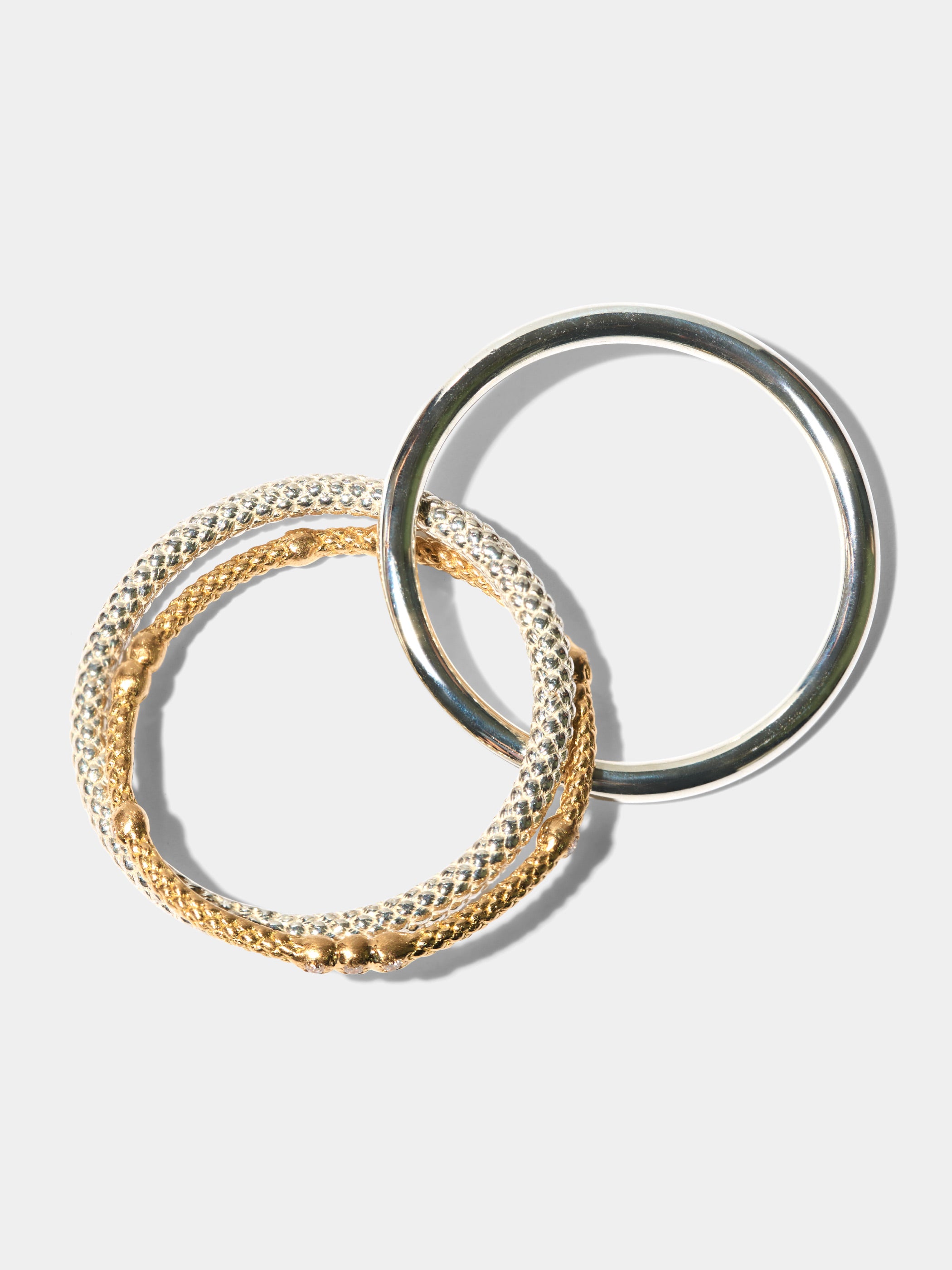 CIRCLE / Ring / Triple / Rings / Material Mix , 10Dia & TYING