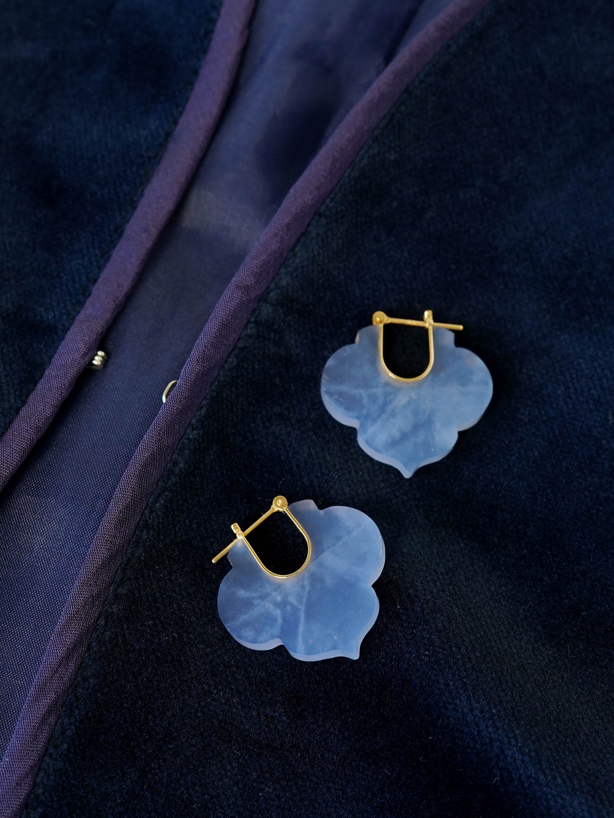 CREST / Pierced Earrings / Moroccan / Blue Chalcedony