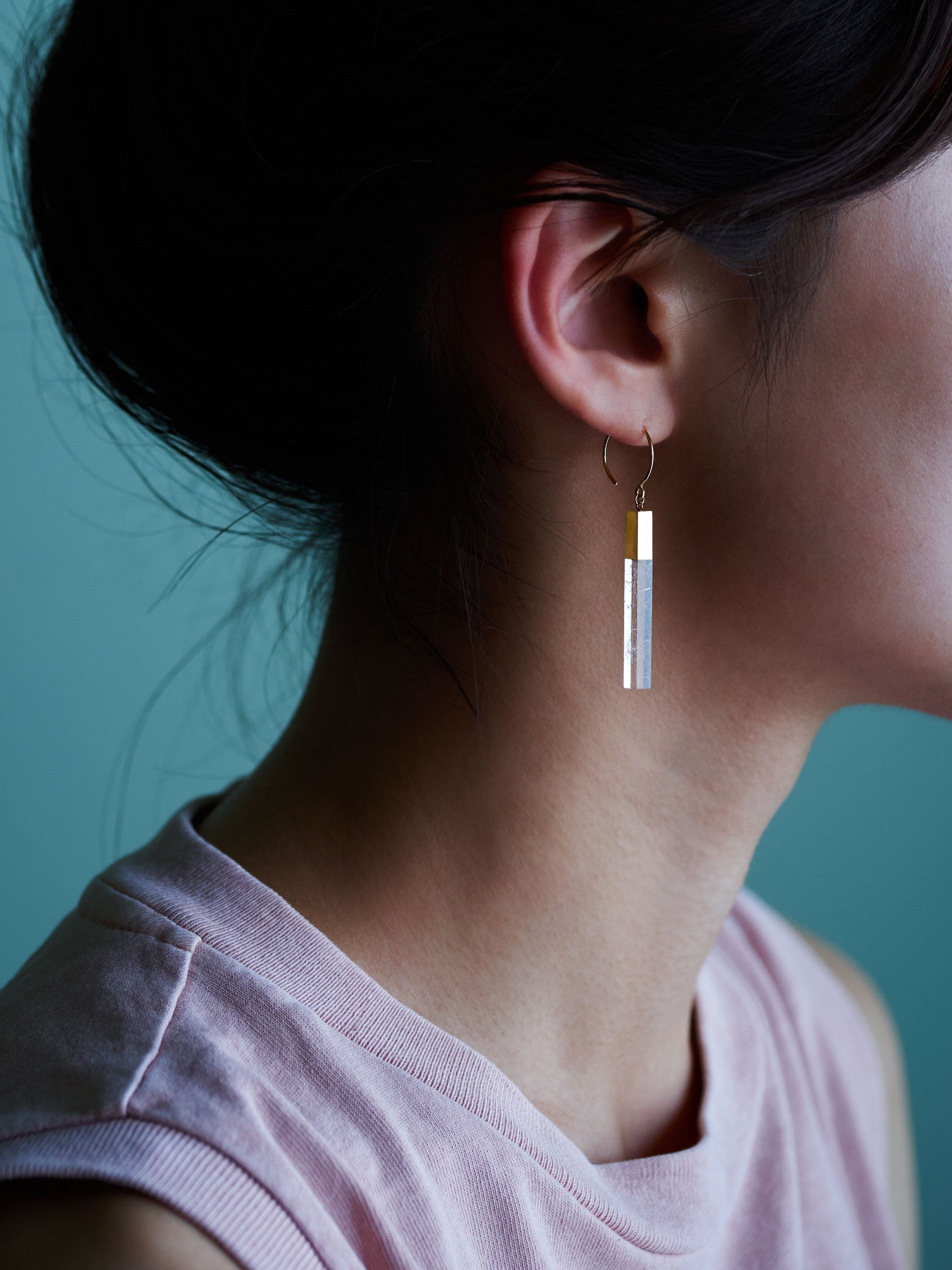 STICK_Pierced Earrings_Hook L_Rutile Quartz