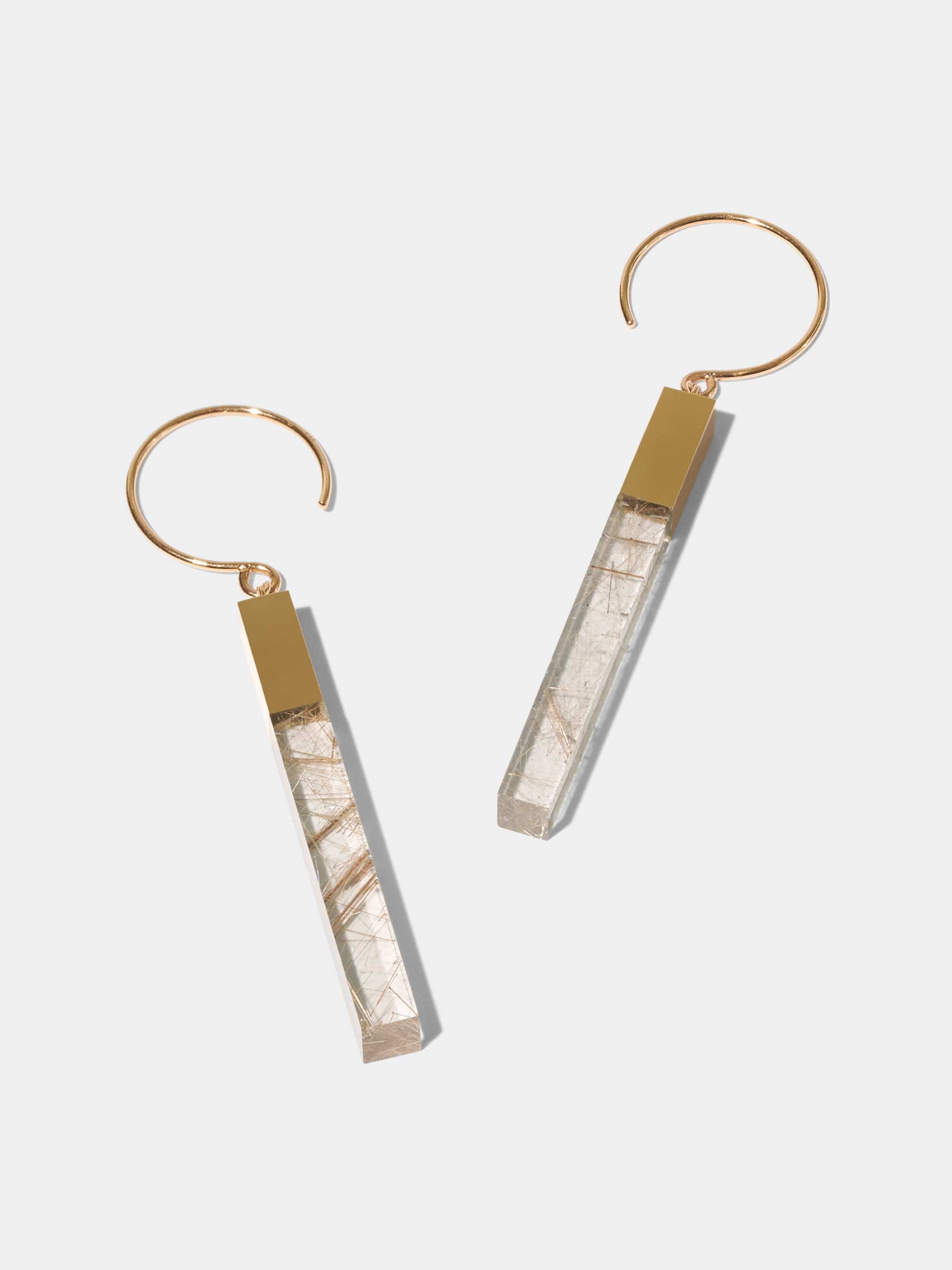 STICK_Pierced Earrings_Hook L_Rutile Quartz