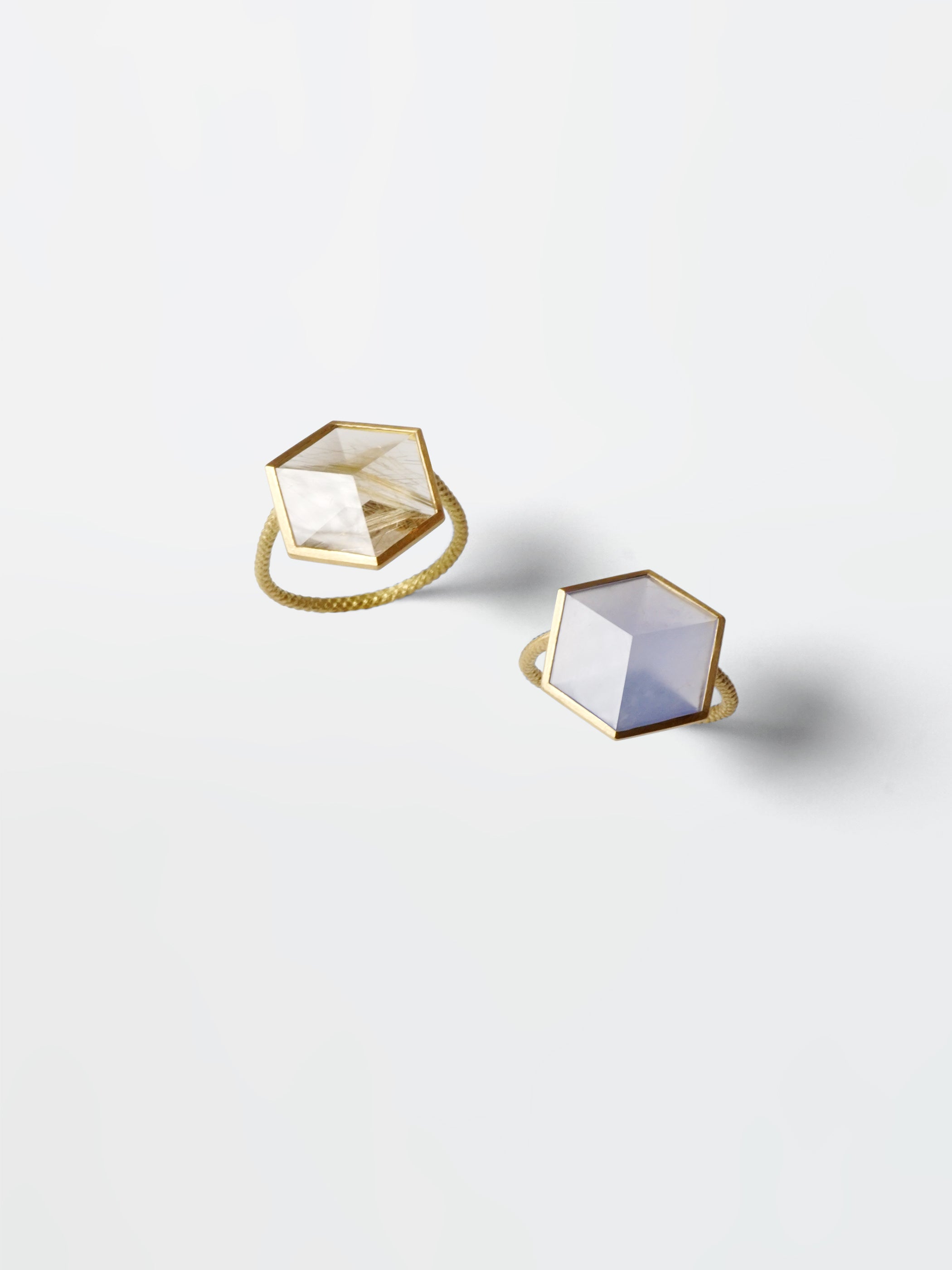 CUBE / Ring / Blue Chalcedony