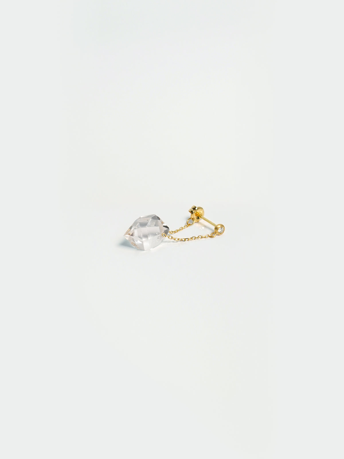 HERKIMER DIAMOND QUARTZ / Pierced Earring / Chain / Short