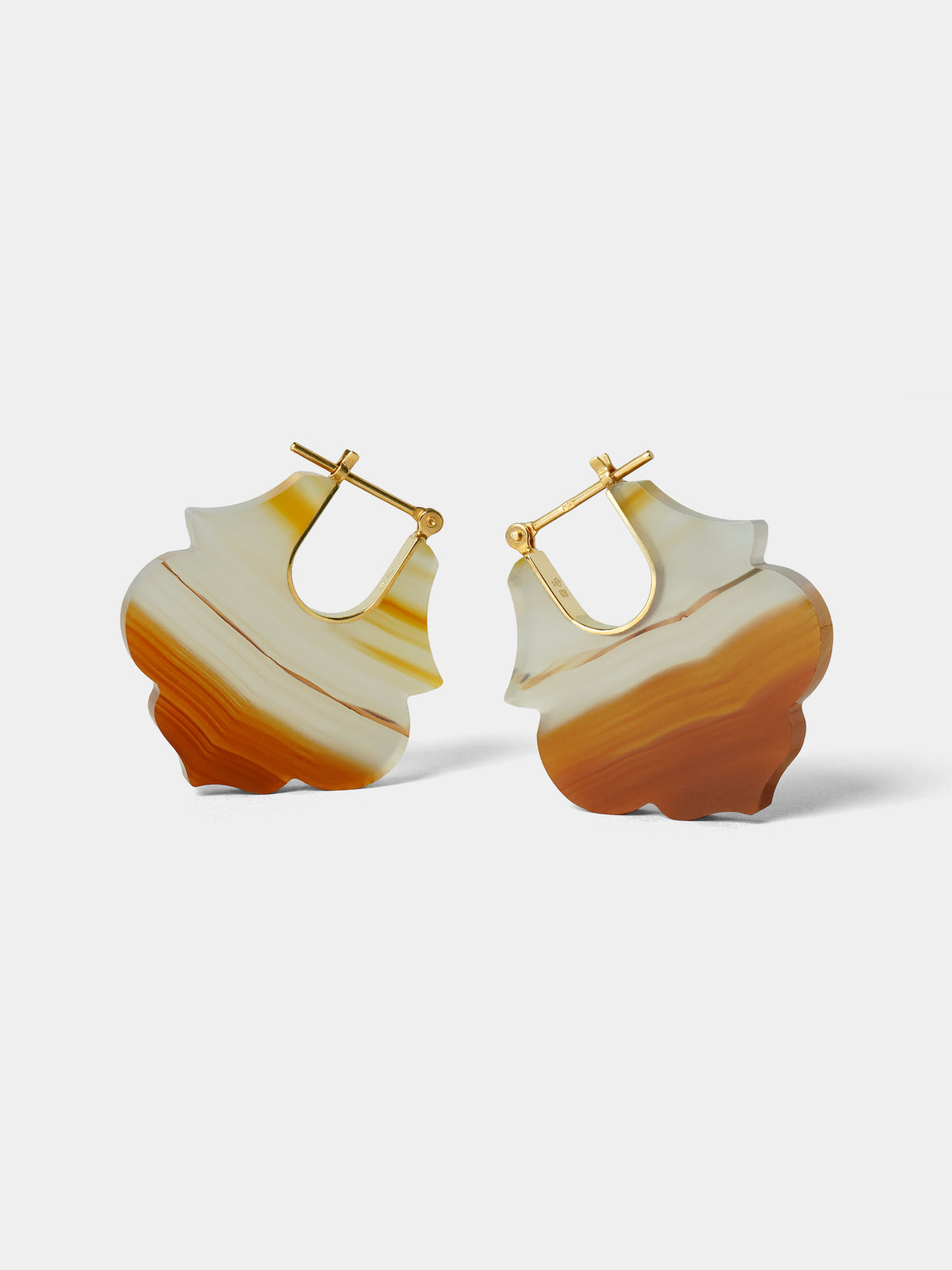 CREST / Pierced Earrings / Lotus / Landscape Agate Sepia