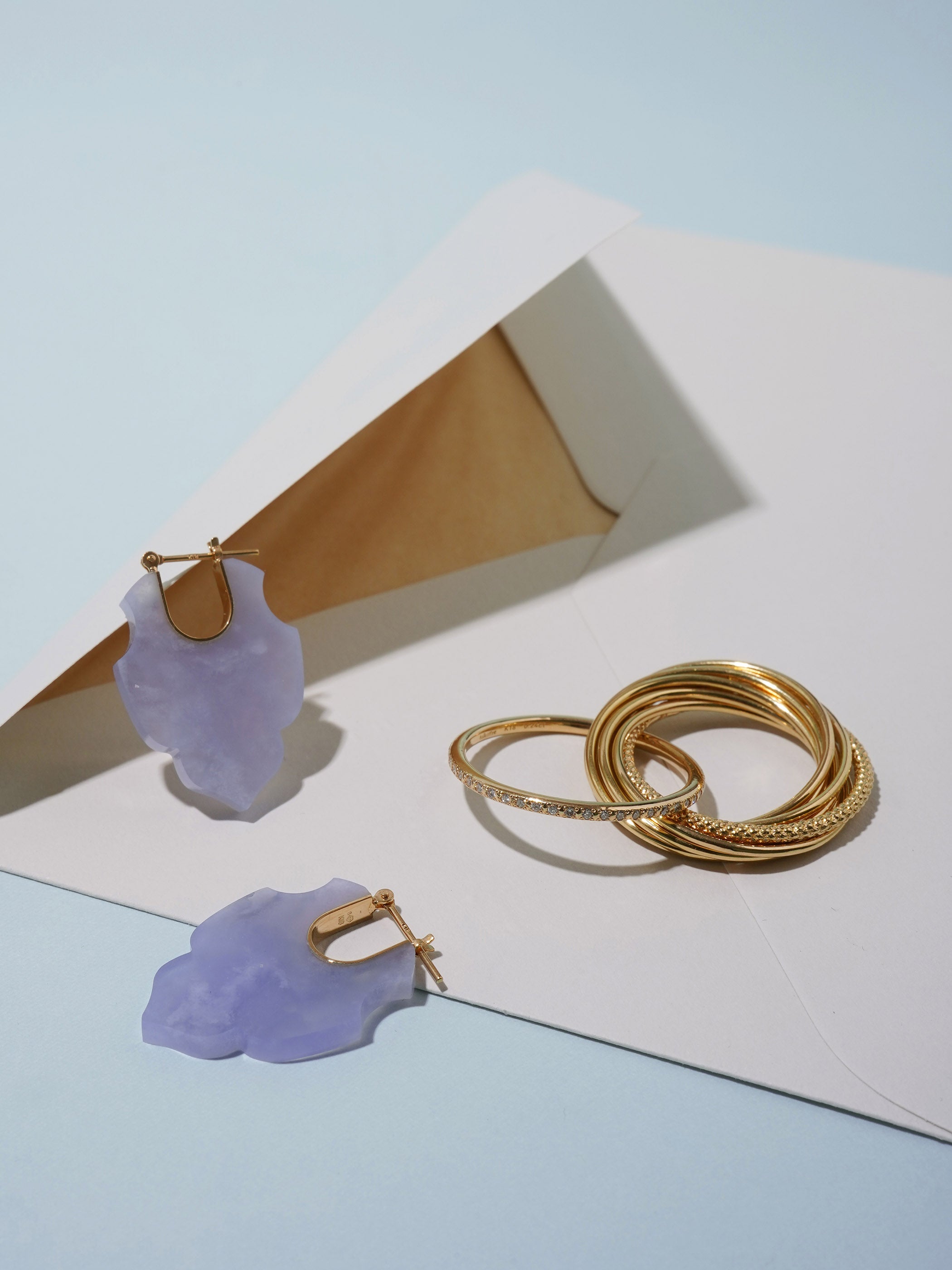 talkative CREST グリーンアゲートピアス(両耳用) CREST / Pierced Earrings / Acanthus / White Moss Agate