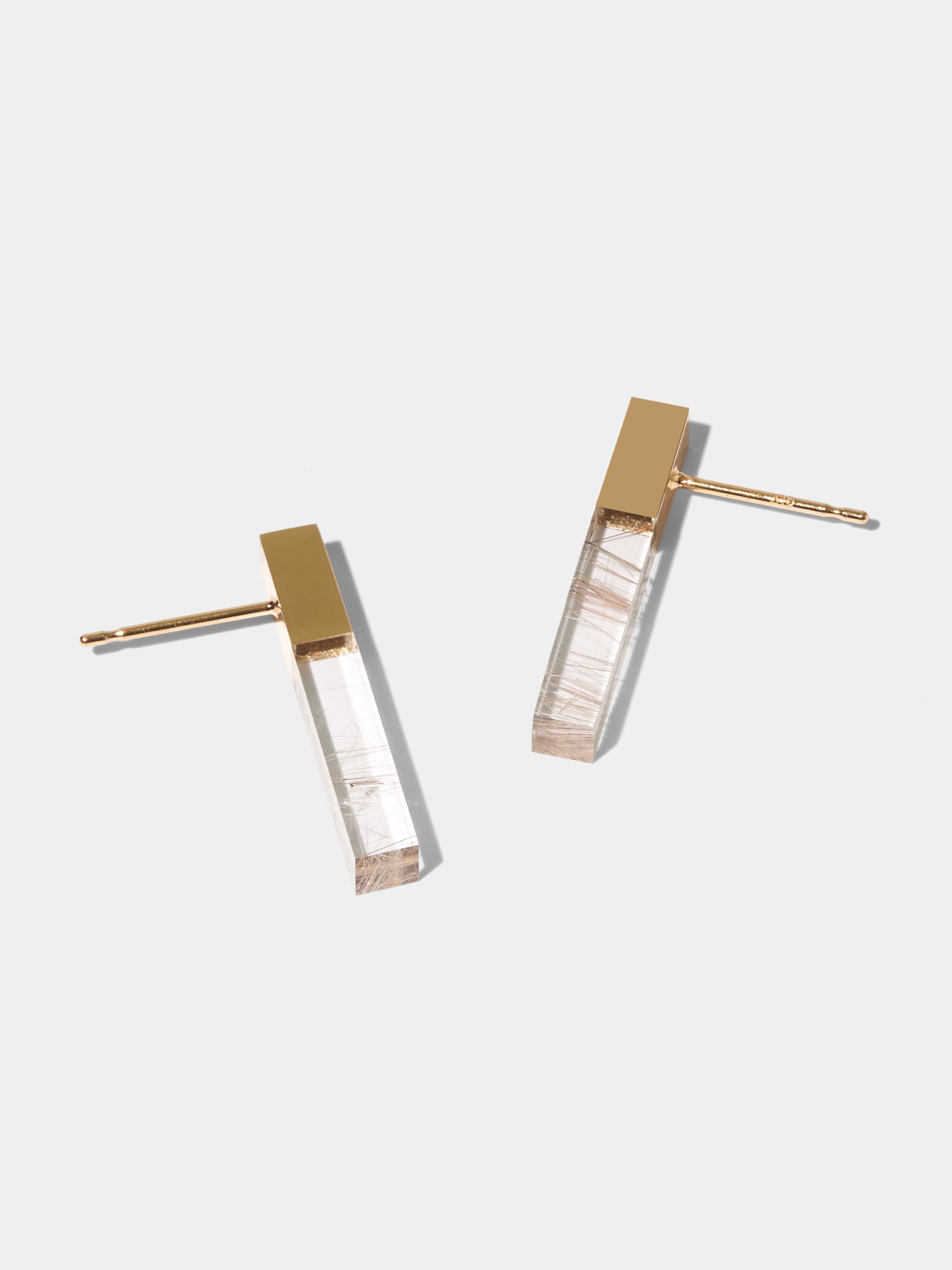 STICK_Pierced Earring_Stud M_Rutile Quartz