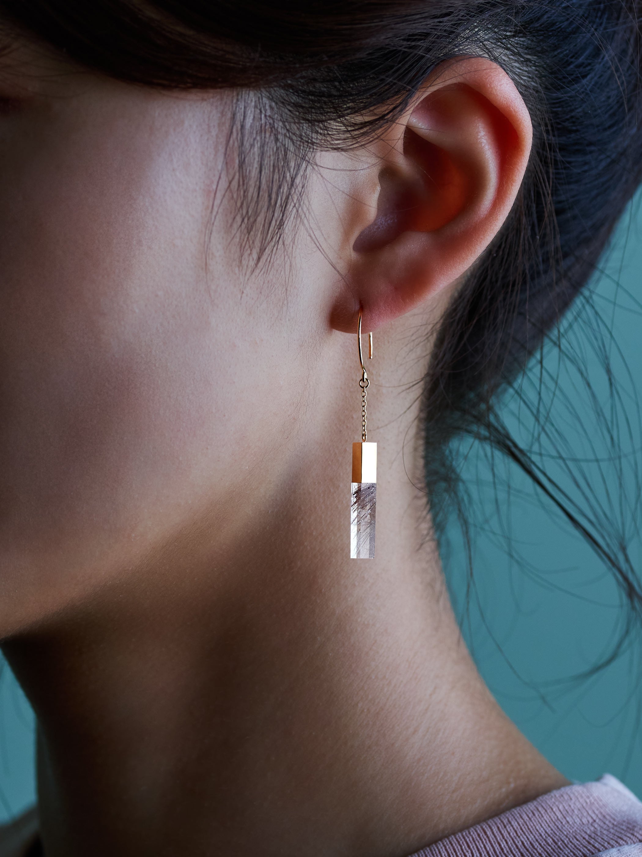 STICK / Pierced Earring / Hook M /  Rutile Quartz
