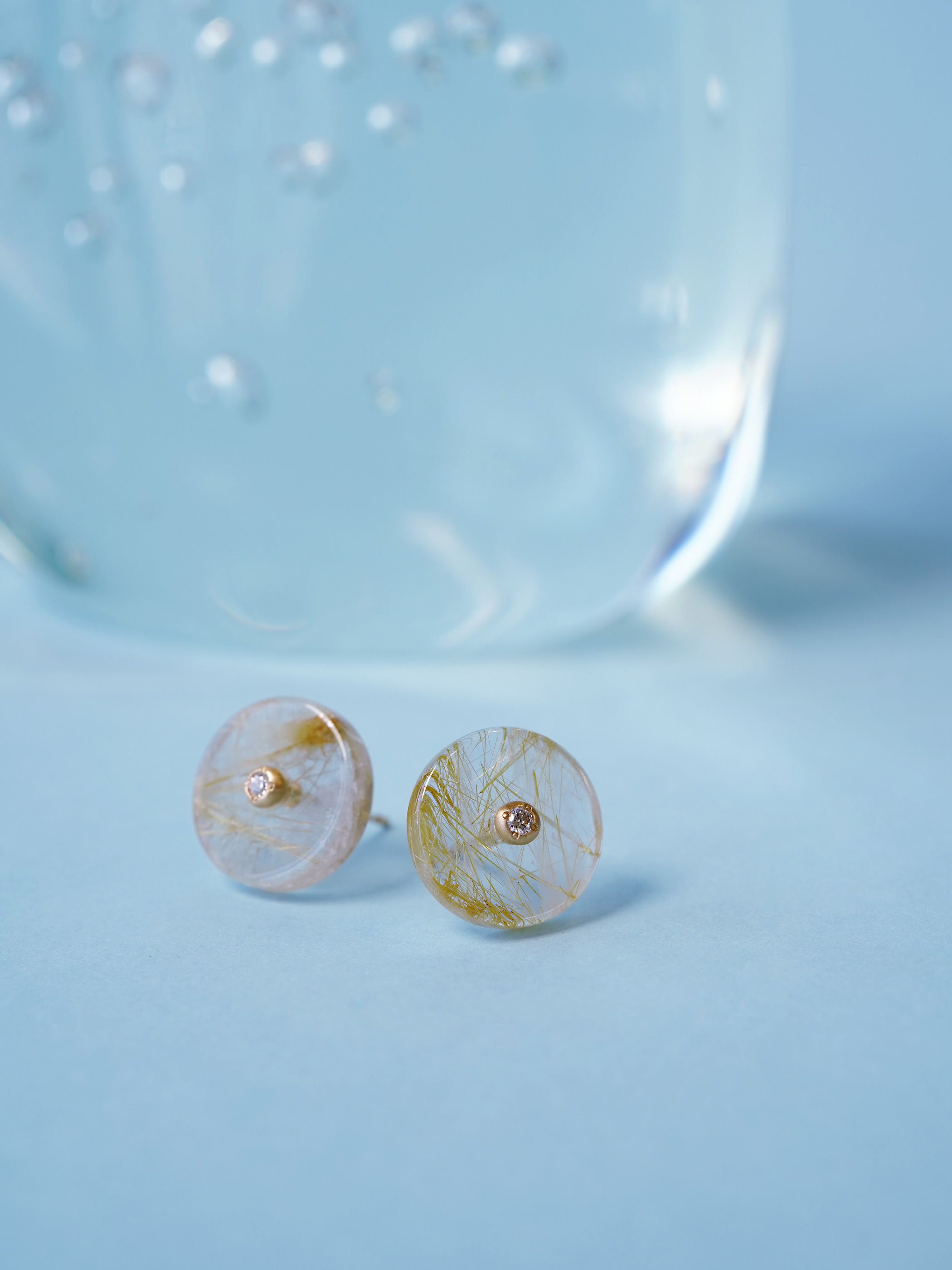 PINS / Pierced Earrings /  Rutile Quartz