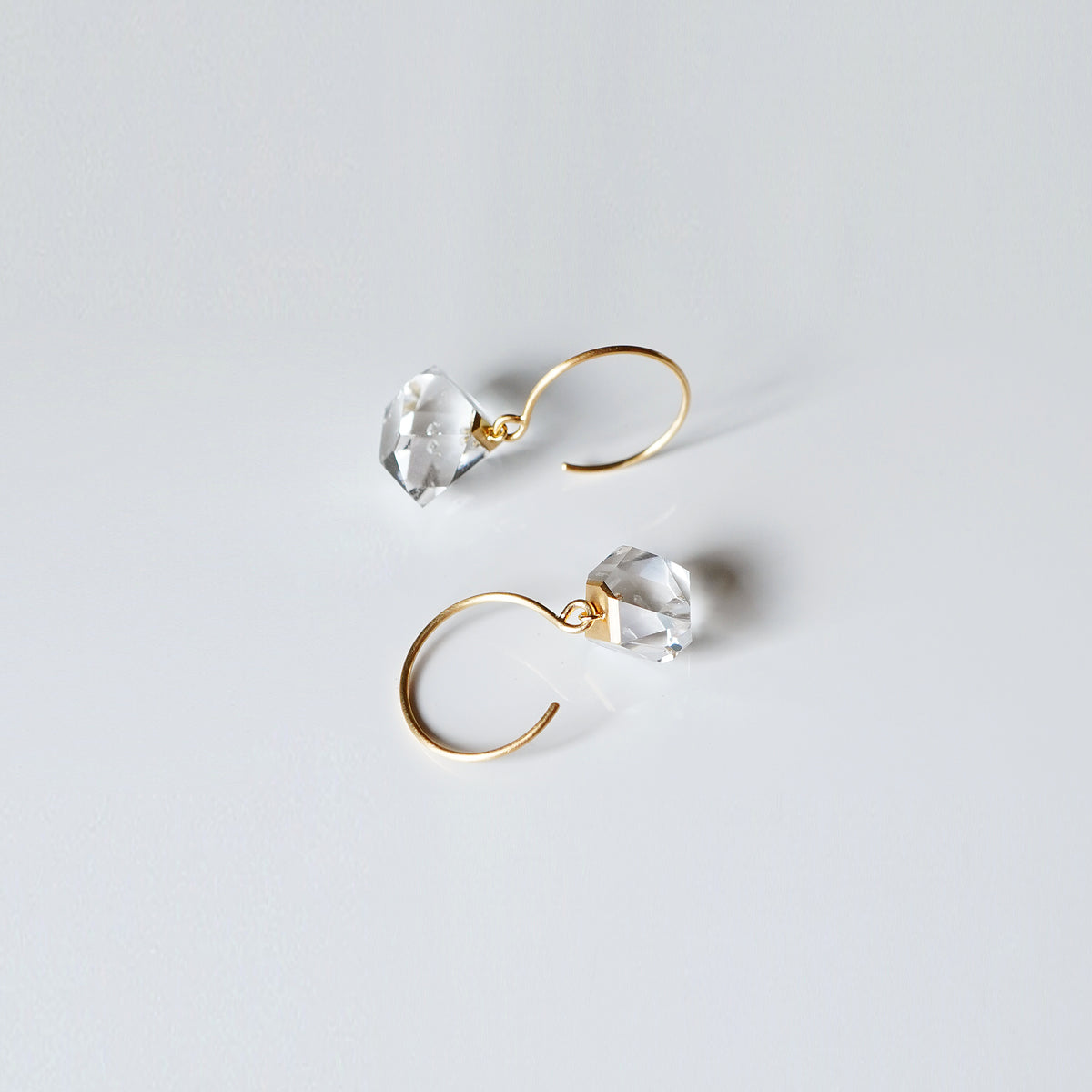 HERKIMER DIAMOND QUARTZ / Pierced Earrings / Hook