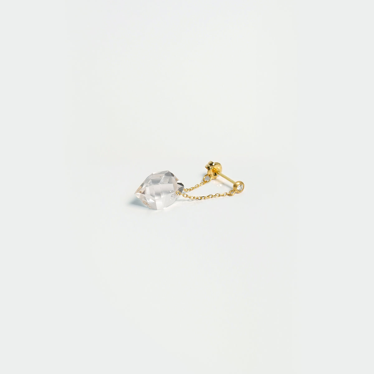 HERKIMER DIAMOND QUARTZ / Pierced Earring / Chain / Short