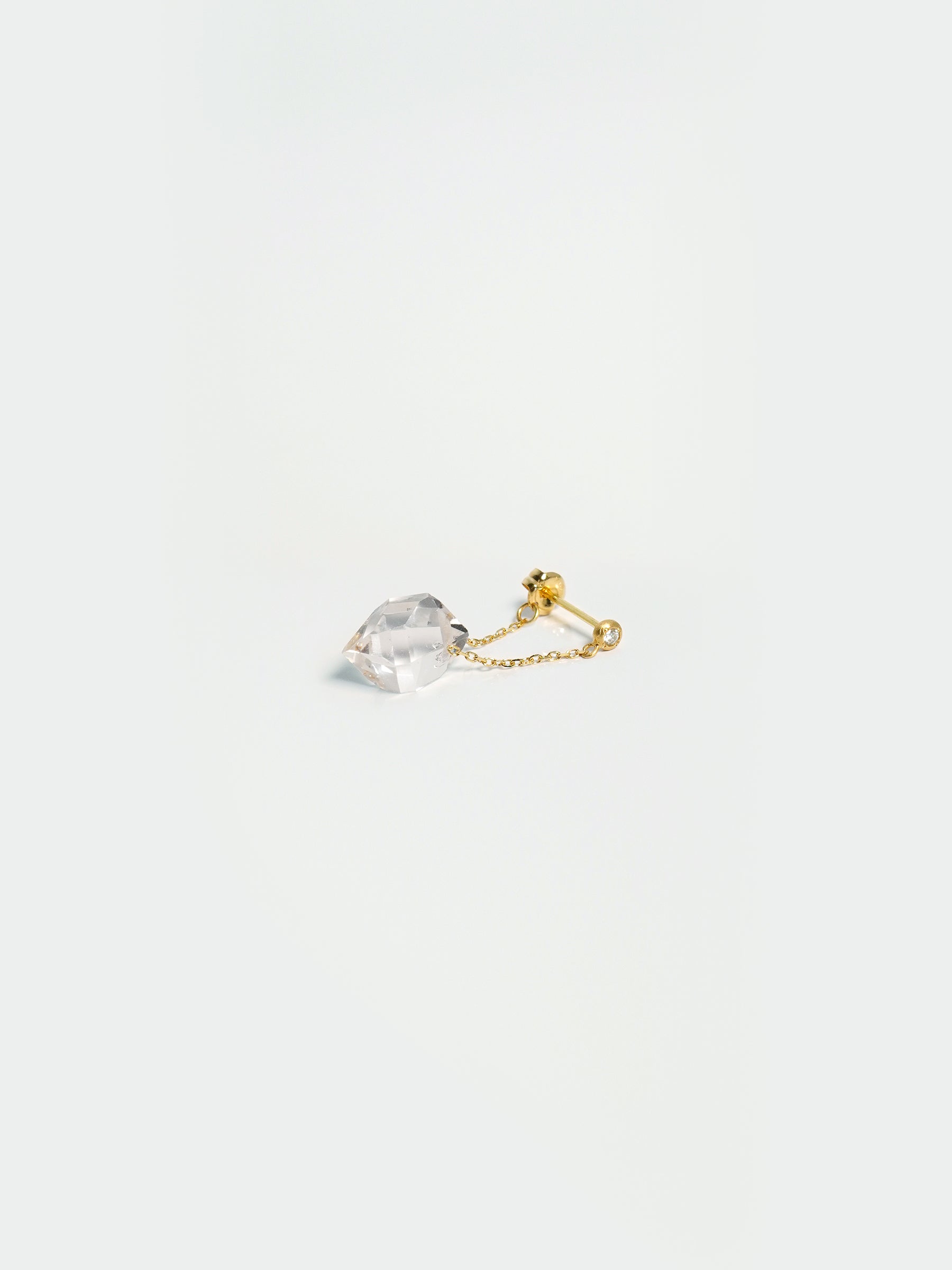 HERKIMER DIAMOND QUARTZ_Pierced Earring_Chain Short