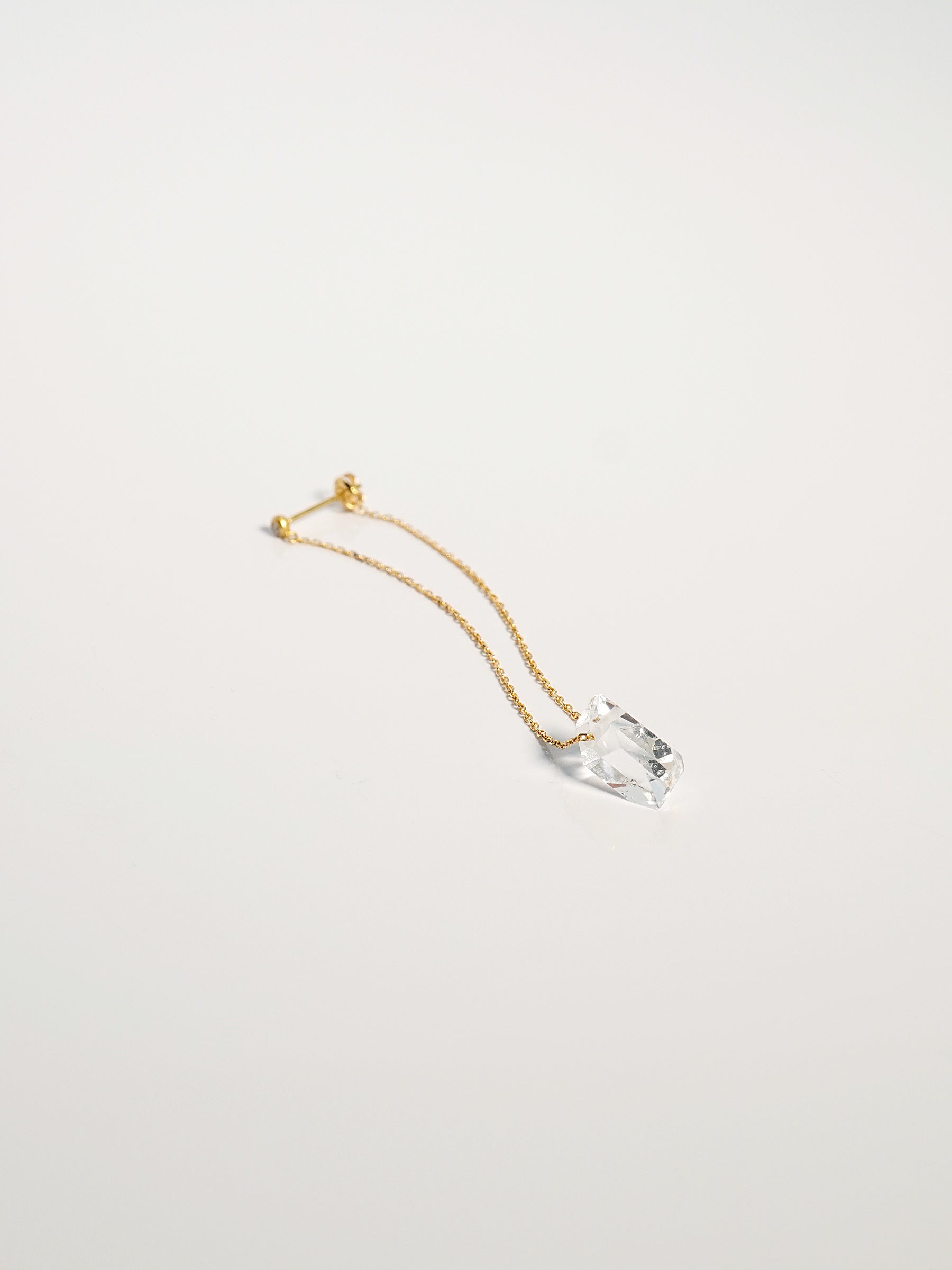 HERKIMER DIAMOND QUARTZ_Pierced Earring_Chain Long